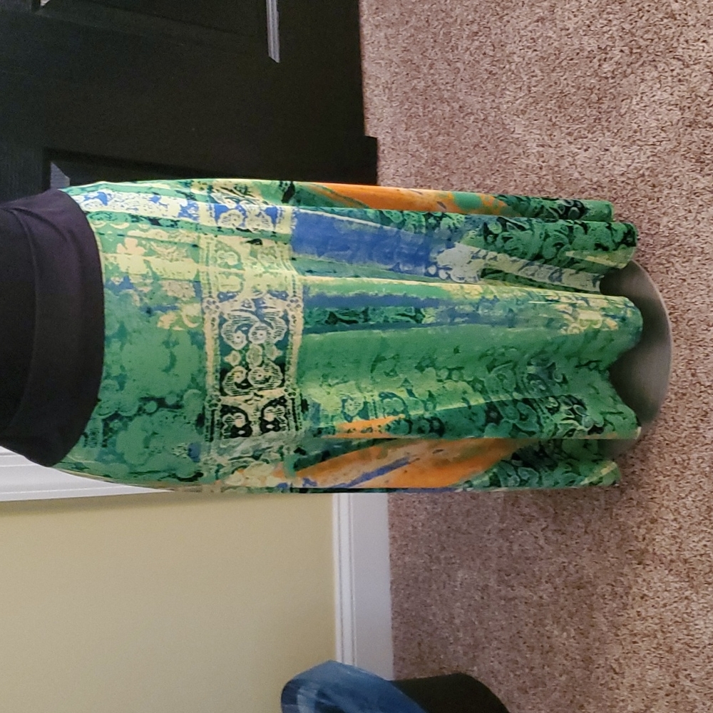 NWT green multi maxi skirt